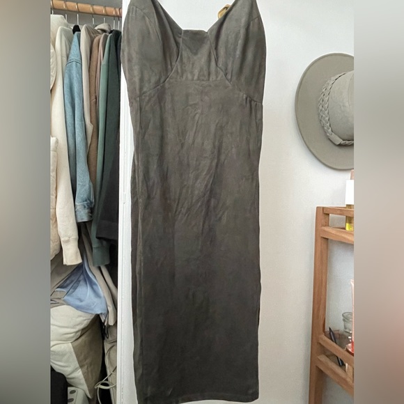 OLIVE SUEDE DRESS - Picture 2 of 3